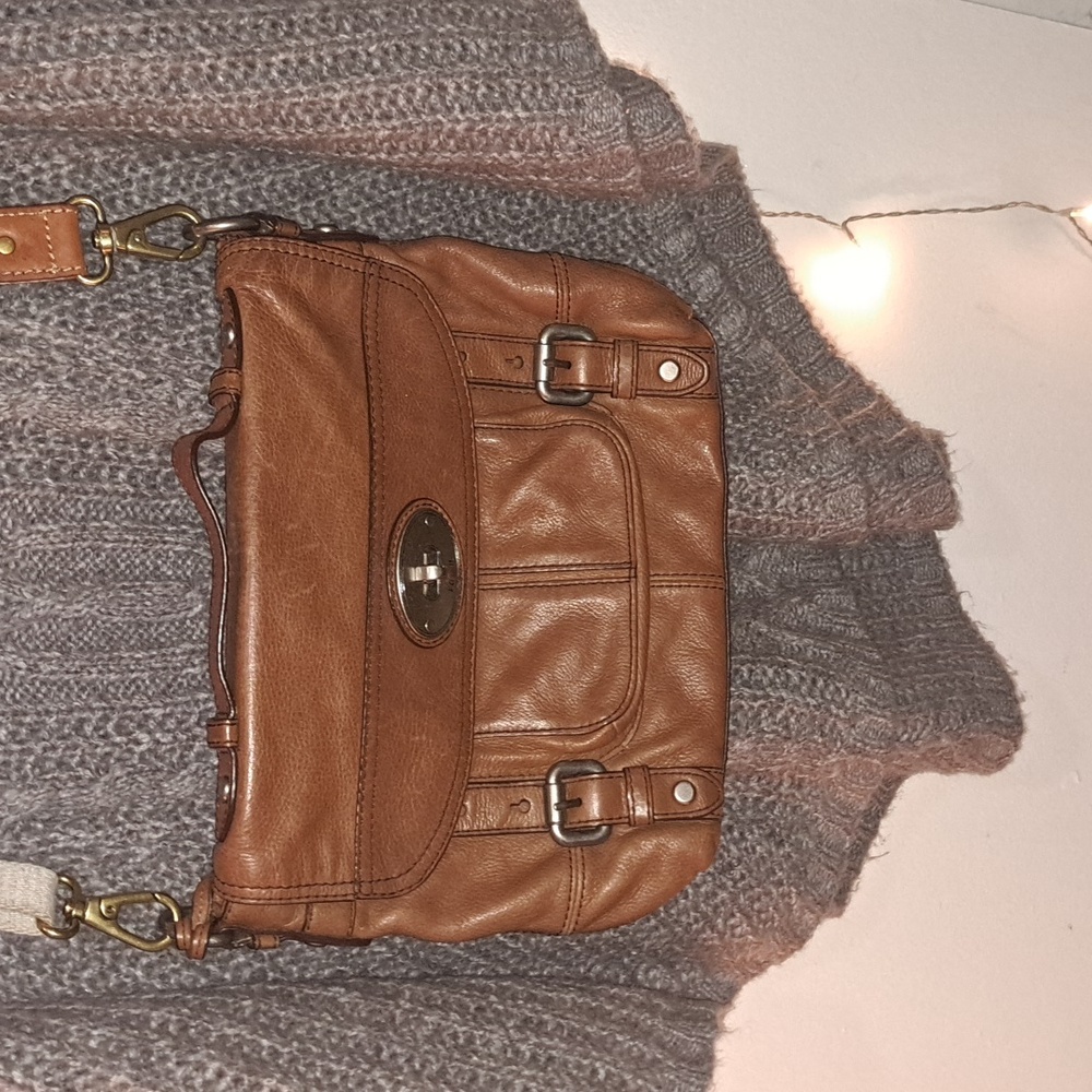 Vintage Leather Fossil Small Messenger Bag Crossbody